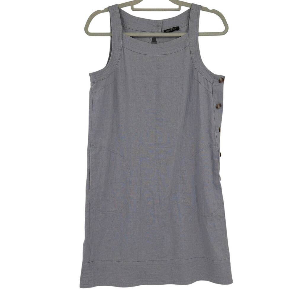 For Cynthia Linen Blend Shift Dress Sz S Lagenlook Minimal Scandi Neutral Artsy